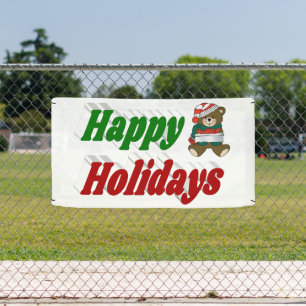 Banderoles Joyeuses fêtes Teddy Bear typographie de Noël