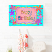 Banderoles Joyeuses fleurs d'anniversaire (En situation)