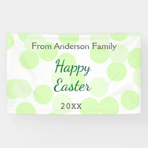 Banderoles Joyeuses Pâques pois gris vert nom de famille