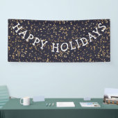 Banderoles Joyeuses Vacances Gold Stars Marine Bleu Noël (Salon professionnel)