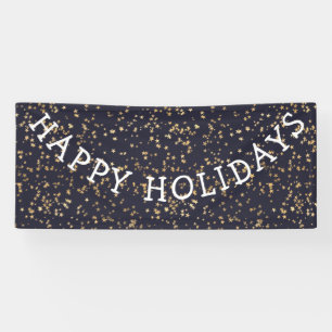 Banderoles Joyeuses Vacances Gold Stars Marine Bleu Noël