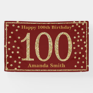 Banderoles Joyeux 100e anniversaire Banner Bourgogne Red Gold