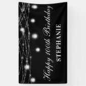 Banderoles Joyeux 100e anniversaire Mason Jars Lumières noir (Vertical)