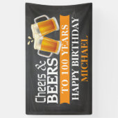 Banderoles Joyeux 100e anniversaire Orange (Vertical)