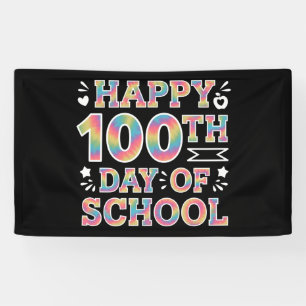 Banderoles Joyeux 100e jour d'école Tie Dye Arc-en-ciel 100 J