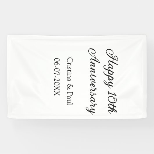 Banderoles Joyeux 10e anniversaire simple nom de mariage mini (Horizontal)