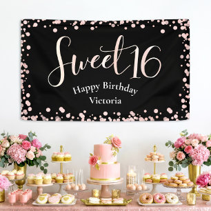 Banderoles Joyeux 16 ans Bienvenue Anniversaire Rose Gold Noi