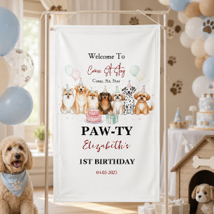 Banderoles Joyeux 1er Anniversaire Garçon Chiot Mignon   Fête