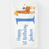 Banderoles Joyeux 1er anniversaire Giraffe Party (Vertical)
