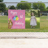 Banderoles Joyeux 1er anniversaire mignonne Chouette rose Ban (En situation)