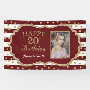 Banderoles Joyeux 20e anniversaire Banner Bourgogne et Gold P