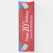 Banderoles Joyeux 20e anniversaire Confetti et ballons (Vertical)