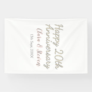 BANDEROLES JOYEUX 20E ANNIVERSAIRE DE MARIAGE NOM PINK GRAY P