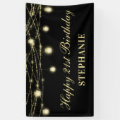 Banderoles Joyeux 21e anniversaire Black Gold Lights Mason Ja (Vertical)