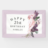 Banderoles Joyeux 21e anniversaire de perroquet rose tropical (Horizontal)