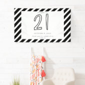 Banderoles Joyeux 21e anniversaire moderne Noir blanc simple (En situation)