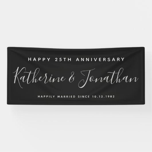 Banderoles Joyeux 25e anniversaire Mariage Silver Custom (Horizontal)
