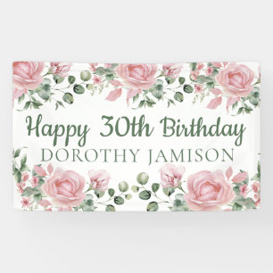 Banderoles Joyeux 30e Anniversaire Floral Personnalisé