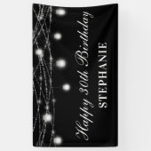 Banderoles Joyeux 30e anniversaire Mason Jars Lumières Noir B (Vertical)