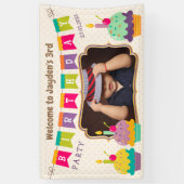 Banderoles Joyeux 3e anniversaire Colorful Cupcakes Bunting P (Vertical)