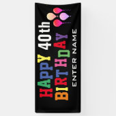 Banderoles Joyeux 40e anniversaire avec les ballons Black Cla (Vertical)