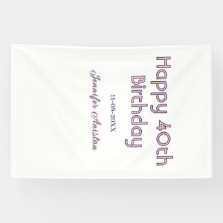 Banderoles Joyeux 40e anniversaire nom date rose violet tren