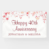 Banderoles Joyeux 40e anniversaire Ruby Red Stars (Horizontal)
