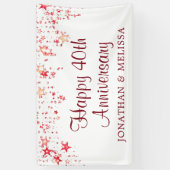 Banderoles Joyeux 40e anniversaire Ruby Red Stars (Vertical)