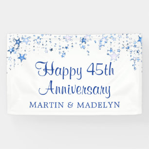 Banderoles Joyeux 45e anniversaire Sapphire Blue Stars