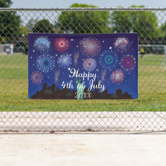 Banderoles Joyeux 4 juillet à New York (En situation)