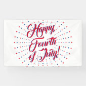 Banderoles Joyeux 4 Juillet script rouge blanc & bleu étoiles (Horizontal)