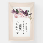 Banderoles Joyeux 50e anniversaire de perroquet rose tropical (Verticale)