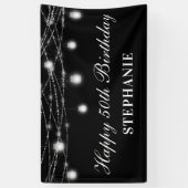 Banderoles Joyeux 50e anniversaire Mason Jars Lumières Noir B (Vertical)