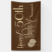 Banderoles Joyeux 50e anniversaire Nom Gold Texte Brown (Vertical)