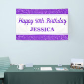 Banderoles Joyeux 50e anniversaire Parties scintillant violet (Salon professionnel)