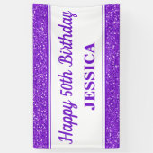 Banderoles Joyeux 50e anniversaire Parties scintillant violet (Vertical)