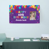 Banderoles Joyeux 60e anniversaire ballons colorés violet (Salon professionnel)