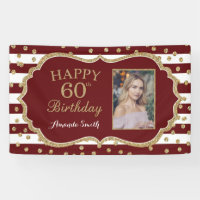 Joyeux 60e anniversaire Banner Bourgogne et Gold P