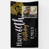 Banderoles Joyeux 60e anniversaire Gold Foliage Fond photo (Vertical)