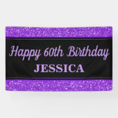 Banderoles Joyeux 60e anniversaire violet Parties scintillant (Horizontal)