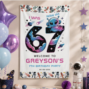 Banderoles Joyeux 7e anniversaire Cute Space Six et sept an