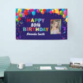 Banderoles Joyeux 80e anniversaire Ballons colorés Marine Ble (Salon professionnel)