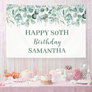 Banderoles Joyeux 80e anniversaire Eucalyptus Botanique Rusti
