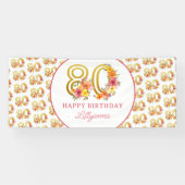 Banderoles Joyeux 80e anniversaire fête Floral Gold Numéro 80 (Horizontal)