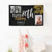 Banderoles Joyeux 80e Anniversaire Feuillage Doré 3 Photo Toi (En situation)