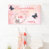 Banderoles Joyeux 84ème anniversaire de Pretty Pink (En situation)