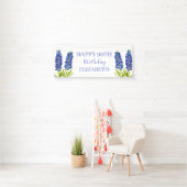 Banderoles Joyeux 90e anniversaire Bluebonnets Fleurs bleues (En situation)