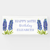 Banderoles Joyeux 90e anniversaire Bluebonnets Fleurs bleues (Horizontal)