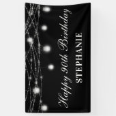 Banderoles Joyeux 90e anniversaire Mason Jars Lumières Noir B (Vertical)