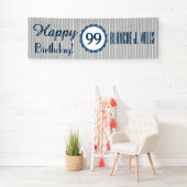 Banderoles Joyeux 99e anniversaire ou TOUTE ANNÉE avec rayure (En situation)